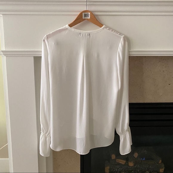 TROUVE White Lace Up Chiffon Long sleeve Blouse - Picture 9 of 12